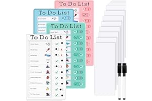 WDZGX Memo Checkliste Boards 4stk Abnehmbare Checklist Board mit 12 Trocken Löschen Papier, 2 Whiteboard-Marker Für Zuhause Reisen Lernplanung Zeitplan Erinnerung