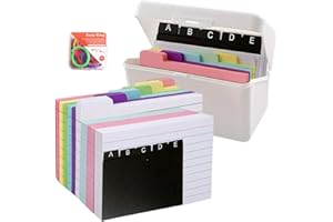 FYting Fiche Bristol,Flash Cards,150 Fiche de Revision +150 Doublures Colorées +8 Anneaux de Livre, Boîte DIndex A7, Adaptée Aux Déplacements, Notes DApprentissage, Recettes ou Cartes Flash (Blanc)