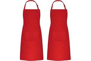 Catime 2 Pièces Tabliers de Cuisine pour Homme Femme, Tablier de Ménage Tabliers Porte-Outils avec 2 Poches pour Barbecue, Tablier Jardinier Adultes Ajustable pour Jardinage