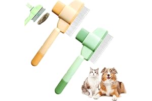STFYUG Fellblitz Bürste Katze, 2 Stück Fellblitzbürste, Katzenbürstes, Fellblitz-Bürste Mit AuslöSeknopf, Ideal für Langhaarkatzen Entfernt Lose Haare, Fördert gesundes Fell