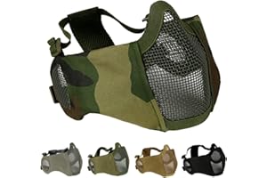 AOUTACC Masque pliable pour airsoft, demi-masque en maille avec protection auditive pour jeux de guerre Cs, BB Gun, chasse, paintball