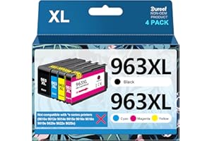 Gureef 963XL Ink Cartridges Multipack for HP 963 963XL Ink Cartridges Compatible with HP Officejet Pro 9010 9012 9013 9014 9015 9016 9018 9019 9020 9022 9025 (Black Cyan Magenta Yellow)