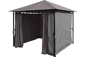 QUICK STAR Metall Garten Pavillon Nizza 3x3m Antik Partyzelt Grau RAL 7012 mit 4 Seitenteilen