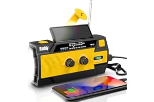 RADIODDITY Raddy SW3 Wind up Radio 5000mAh Hand Crank Power Bank Dynamo Solar Radio FM/AM Emergency Radio with Flashlight SOS Alarm Reflective Strip for Camping Hiking (Yellow)