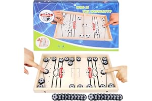 colmanda Tisch Hockey Spielzeug, Brettspiel Hockey, Fast Sling Puck Spiel, Katapult Brettspiel, Portable Schachbrett Spiel aus Holz, Eltern-Kind Interaktion Spielzeug für Kinder & Familie