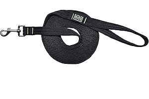 bub's Correa Gran Confort con asa, Correa de rastreo, Entrenamiento y adiestramiento de 5 m de Largo y 25mm de Ancho (Negro)