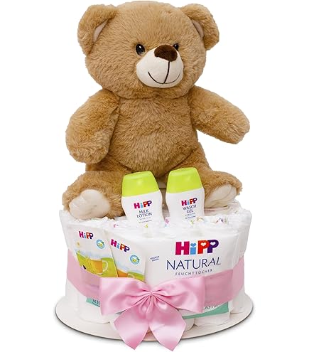 Torta Di Pannolini Per Baby Shower - 15 Pannolini, Decorazione Con Orsetto, Idea Regalo Neonato - Foto 9