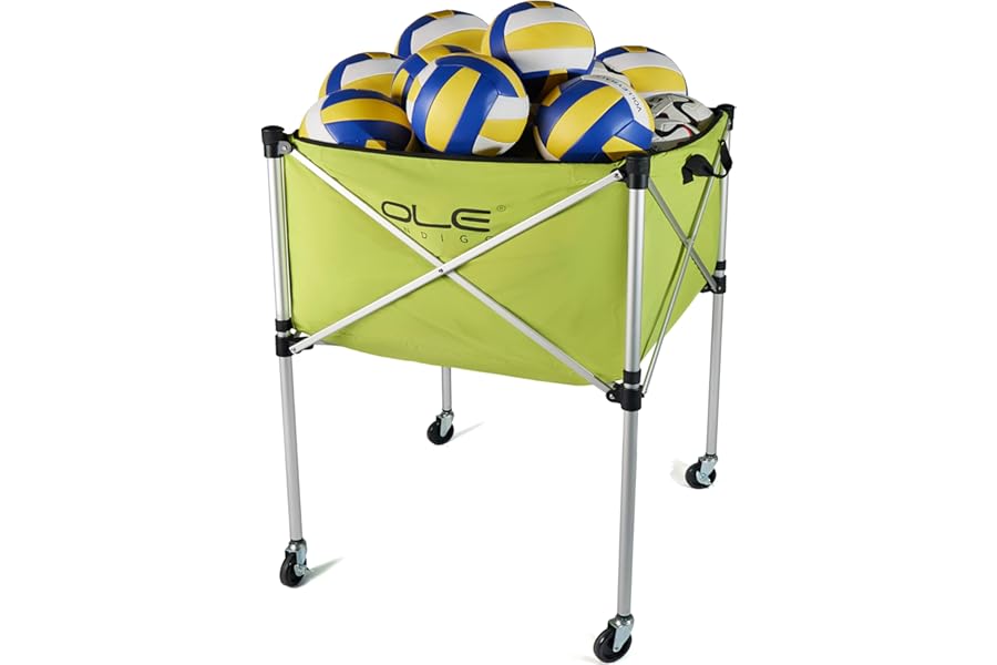 Ball Cart,Volleyball Ball Cart with Wheels 26 Balls Portable Ball Cart,Ball Storage,Collapsible Sports Ball Equipment Cart for Volleyball, Rugby,Soccer【 Indoor Outdoor】
