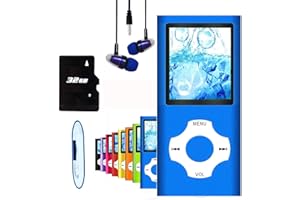 HOTECHS. Hotechs MP3-Player/MP4-Player, MP3-Player mit 32 GB Speicherkarte, schlankes Design, digitales LCD-Display, 4,6 cm (1,8 Zoll) Display, FM-Radio