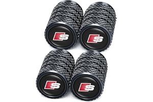 GIOIFFVAERO for Audi S-Line Alloy Tyre Valve Caps, Car Tyre Caps Compatible with Audi S-Line S1 S4 S3 S4 S5 S6 S7 S8 SQ4 SQ5 SQ7 SQ8, Leak-Proof Dust Caps for Car Tyres, 4PCS