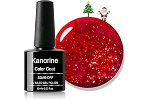 KANORINE Christmas Gel Polish Soak-Off UV/LED Red Glitter Gel Nail Polish Santa Red Dream Coat Gel Nail Varnish Nail Art TYPE 10ml