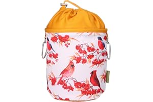 BELLACOTT Sac à Linge Portable Cardinali – Ø18 x 31 cm, 100% Coton, avec Cordon et mousquetons, Motif Oiseaux Sac de Rangement pour la Maison, Le Jardin et Le Camping