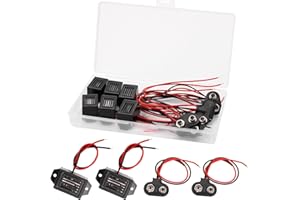 GALDOEP 6 Stück DC 12V elektronischer summer，Elektronischer Summer Alarm mechanische Schwingungen Sound Schwarz und 6Stück 9v Batterie Clip Anschluss