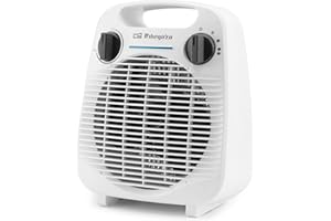 Orbegozo FH 5041, Calefactor eléctrico, 2000 W, 3 posiciones de funcionamiento, calor instantáneo, diseño vertical, función ventilador, color blanco