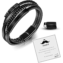 Bracciale In Pelle Uomo VU100 Con Messaggio 'Ti Amo' | Regalo Per Papà, Figlio, Marito O Fidanzato - Foto 4