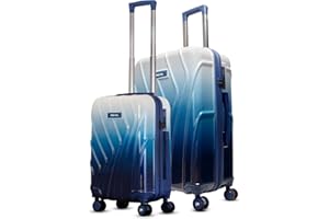 PREVEL Waves Luggage Sets of 2 | 100% Polycarbonate Suitcase - Cabin (20 Inch) + Check-in (28 Inch) | Hard Shell 8 Spinner Wheels 360° Spinner | Lightweight & Durable Luggage | Water Repellent | Blue
