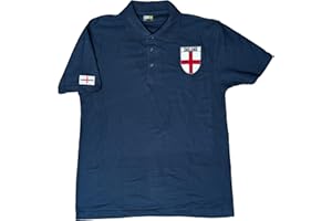 SUPER LEMON England Supporters Polo Shirt – Affordable Football Fan Shirt – St. George’s Cross Badge – Casual Game Day Polo for Men – Red, White & Navy