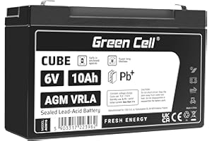 GREEN CELL PRO Green Cell® AGM 6V 10Ah Akku Vlies Batterie VRLA Blei Batterie Bleiakku Ersatzakku Akkubatterie Versorgungsbatterie Zyklenfest Wartungsfrei für Elektro Spielzeug Alarm Notstrom USV UPS