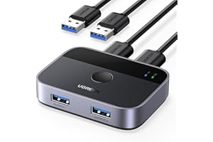 ‎UGREEN UGREEN USB Switch 2PC 2 In 2 Out 5Gbps USB Umschalter mit 2*A auf A Kabel für Tastatur, Maus, Drucker, Festplatten, Kameras usw.