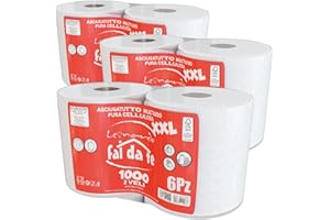 Leonardo Fai Da Te Rotoloni Asciugatutto - 1000 Strappi - 2 veli - pura cellulosa - Ideale per Uso Alimentare, casalingo e industriale. Carta 100% certificata. Prodotto Made In Italy.