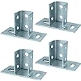 OTTFF 4 Pack 2 Slot U Post Base for 1-5/8" Square Strut Channel, Ground Floors Mount, 4.5mm Thick