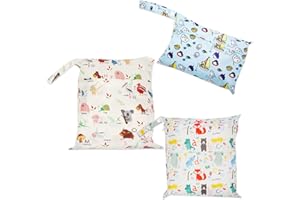 CQQNIU 3 organizer impermeabile per diaper per bambini, lavabile a doppia cerniera, per la cura del giorno, per i prodotti per il nuoto (dinosauri, letter), Colori misti.