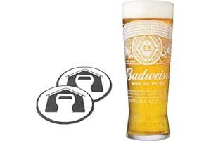 GarageBar Verre Budweiser | Verre à bière nucléé | Produit officiel | Livré avec 2 tapis d'égouttement de bière | Verre de 1 pinte