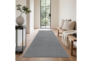 Enyhom Długi bieżnik na korytarz, 80 x 300 cm, nadaje się do prania, antypoślizgowy, dywan do korytarza, chodnik do wejścia, sypialni, salonu, korytarza, szary