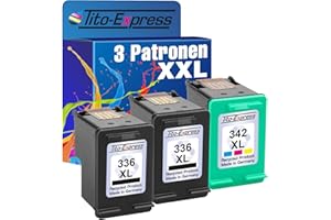 Tito-Express Farbset 3X Tinten-Patrone für HP 336 XL & HP 342 XL Color Photosmart 2500 C3180 C3185 C3190 C3194