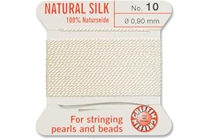 ‎CREATIVE-BEADS Creative-Beads Perlenfaden, Schnur, Perlseide zum auffädeln 2m lang mit flexiblem Drahtende als Fädelnadel Stärke 0,90mm weiß