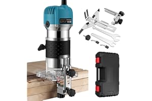 AMTOVL Affleureuse Défonceuse 800W 28000R/MIN Defonceuse à Bois Corps en Alliage Aluminium 6 Vitesse Variable Défonceuse Electrique avec Câble d'Alimentation 3M Boîte de Transport pour Travail du Bois