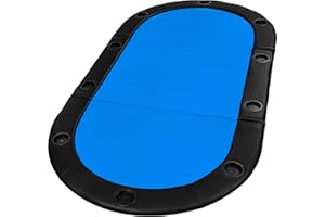 GAMES PLANET Support de Poker Pliable Straight Flush avec Sac, 208 x 106 x 3 cm, Panneau MDF, Repose-Bras rembourré, 10 Porte-Boissons, Bleu