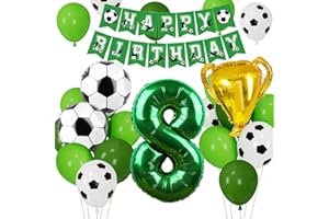 Cadimus Fußball Luftballon 8. Geburtstag, Fussball Deko Geburtstag Kinder 8 Jahre, Geburtstagsdeko Jungen 8 Jahre, Grün Folienballon für Fussball Party Kindergeburtstag