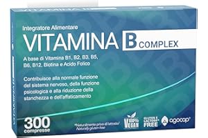 Vitamina B Complex - Alto Dosaggio 300 microcompresse di Vitamina B + PABA, Confezione Tascabile. Complesso Vitamina B1, B2, B3, B5, B6 con vitamina B12 e Acido Folico. Vitamine B e Biotina. Agocap