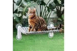 GUUSII HOME Hamaca Gato Ventana Cama Colgante con Ventosa Gatos Grande Plegable Soporte Camita para Interior 2 Gatitos hasta 18Kg Lavable en La Lavadora Cat Window Perch Bed 54 * 30cm (Gris, M)
