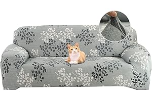 Jaotto Sofa Covers 3 Seater Stretch Sofa Slipcovers Universal Couch Cover 1-Piece Washable Non-Slip Pattern Spandex Polyester Loveseat Sofa Slipcover Protector for Pets,Leaf Style