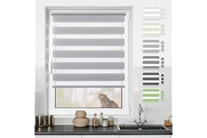 ‎BONDFREE Doppelrollo Klemmfix ohne Bohren Grau 95x120cm Rollos für Fenster ohne Bohren & mit Bohren Rollo Fensterrollo Klemmrollos Fensterrollo innen lichtdurchlässig & verdunkelnd