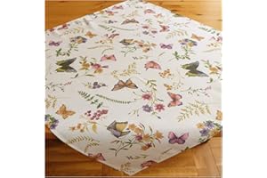 heimtexland ® Biancheria da tavola con farfalle da giardino naturale, multicolore, tipo 794, centrotavola, 85 x 85 cm