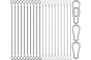CKANDAY 20 Stück 25 cm Edelstahl Clips mit 4 Federkarabinern, Stahldrahtseil mit Schnallen, Vinylbeschichtung, kurze Befestigungsketten, 2 Farben