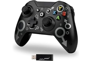 Lampelc Wireless Xbox Controller with 2.4GHZ Adapter, Compatible with Xbox One X/S/PS3 & PC - Black