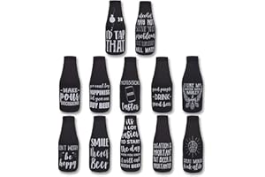 Blue Panda Funny Quotes Insulated Beer Bottle Coozie Cooler Zipper Sleeves (12-Pack) - Fits Most 12 oz. Cans