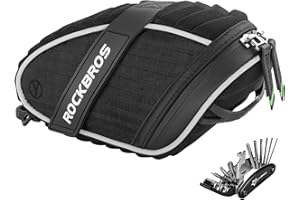 ROCKBROS Bolsa Sillín de Bicicleta Alforja bajo Asiento para MTB Bicicleta Carretera Bolsa Porta Herramientas, Negro/Rojo