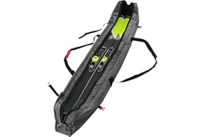 Navaris Bolsa de ski de 190CM - Funda para un par de esquís y Bastones - Portaesquís y Bastones de esquí Alpino de Color Negro y Amarillo