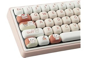 Hyekic Touches PBT 147 touches MOG Profile Keycaps, Chat Dessert Cute Keycaps, Dye-Sublimation Pink, Compatibles avec Cherry Gateron MX Swithes, Mechanical Keyboards