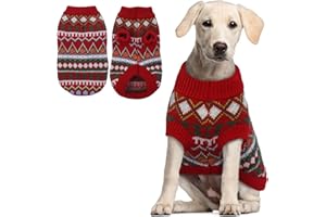 Hjumarayan Maglione Cane - Maglione Natalizio Cane Caldo Maglioncino Cane Boho Maglione Cane Taglia Media, Maglioncini per Cani Bordo a Coste Maglia Cane Elasticizzato (Rosso-Verde XXL)