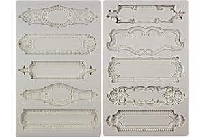 FUNSHOWCASE Moldes de silicona de estilo barroco, 2 unidades para placas y etiquetas de objetos