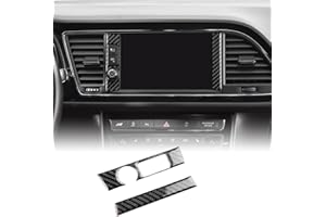 KUNGKIC Adhesivo de ajuste de sonido de fibra de carbono para el centro de control del automóvil, marco decorativo para el interior, accesorio para Seat Leon MK3 2017 2018 2019 (Negro)