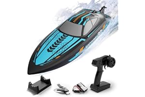 VOLANTEXRC RC Boat, Self Righting Remote Control Boat for Pools & Lakes, 2.4 GHZ 20+MPH RC Racing Boats with 2 Rechargeable Batteries for beginners or Adults (Blue, 795-8)