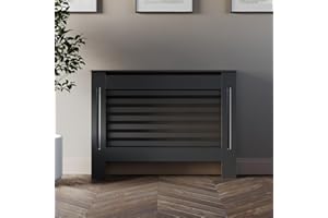DuraTherm® Radiator Cover Anthracite Grey Painted Traditional Cross Slat Shelves MDF Cabinet Shelf for Radiators, Living Rooms, Bedrooms, Medium (W: 112cm / H: 81.5cm / D: 19cm)