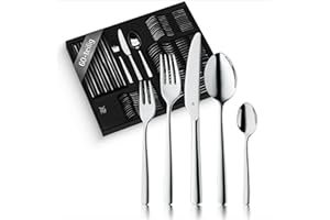‎WMF WMF Boston Besteck Set 12 Personen, Essbesteck 60 teilig, Monobloc-Messer, Cromargan Edelstahl poliert, glänzend, spülmaschinenfest